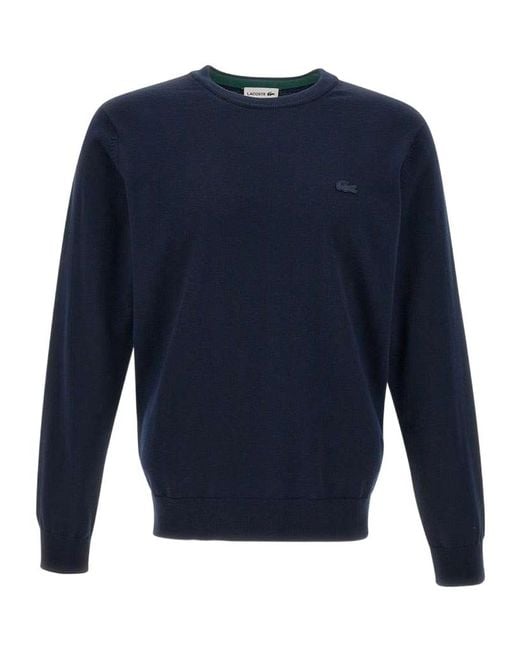 Lacoste Blue Logo Patch Crewneck Knitted Jumper for men
