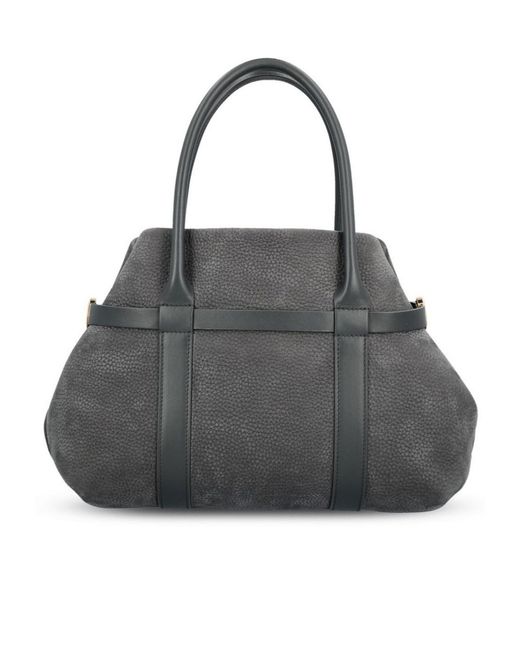 Loro Piana Black Logo Debossed Top Handle Bag