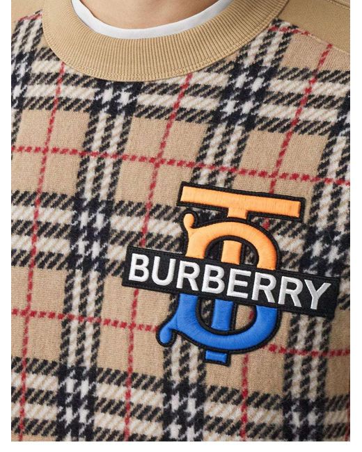 Burberry Multicolor Monogram-Motif Check-Panel Sweatshirt for men