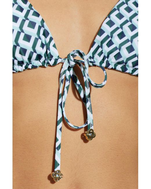 Casablanca Blue Lace-Up Bikini Top