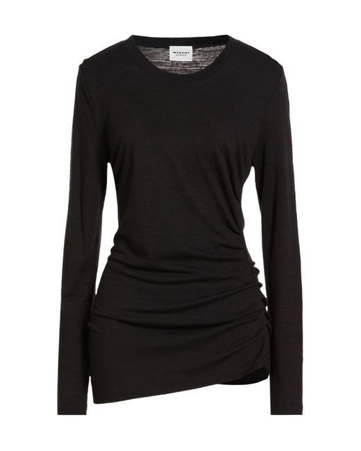 Isabel Marant Black Solid Crew Neck Long-Sleeve Tee