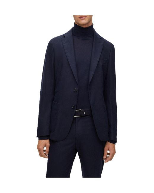 Boss Blue Classic Single-Breasted Quilted Blazer for men