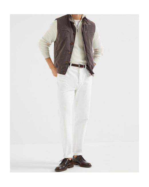 Brunello Cucinelli Brown Button-Up Vest for men