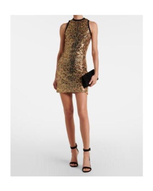 Roberto Cavalli Natural Sequined Leopard-Print Minidress