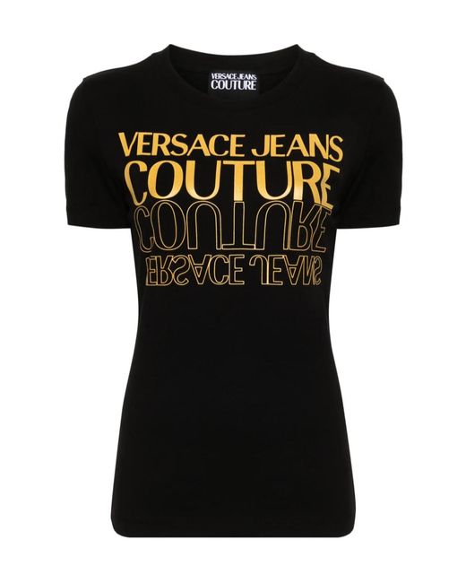 Versace Jeans Black Upside Down-Logo Cotton T-Shirt for men