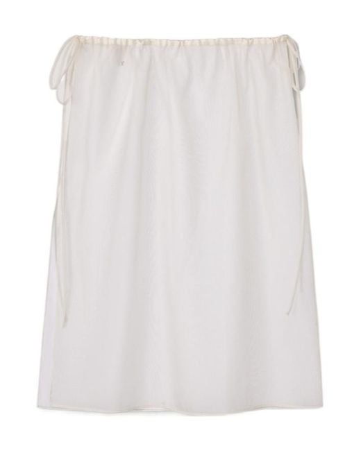 DUNST White Drawstring Midi Skirt