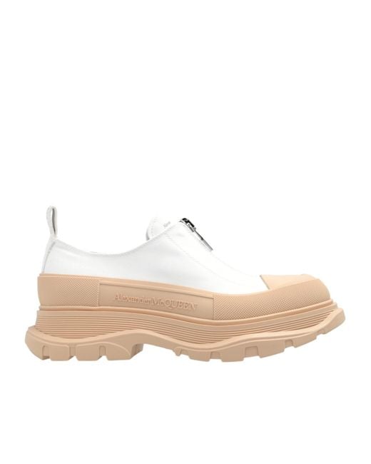 McQueen White Zipped Platform Sneakers