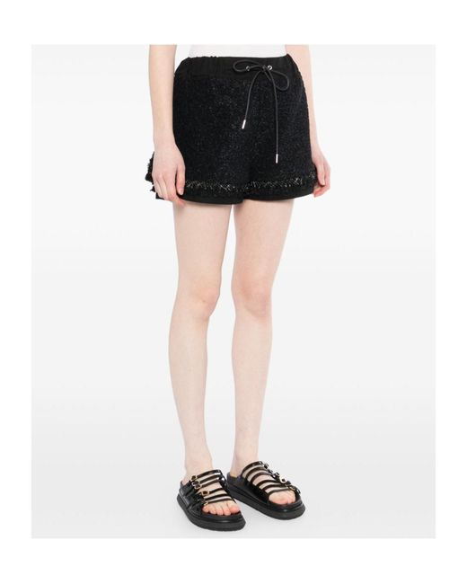 Sacai Black Drawstring Elastic Waist Shorts