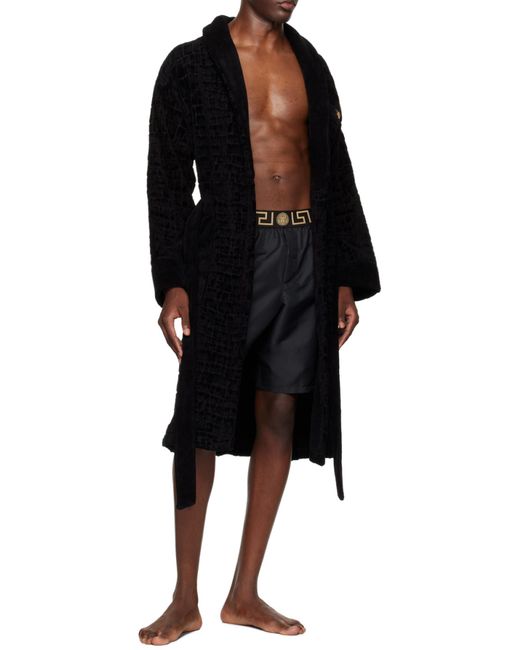 Versace Blue Logo-Waistband Swim Shorts for men