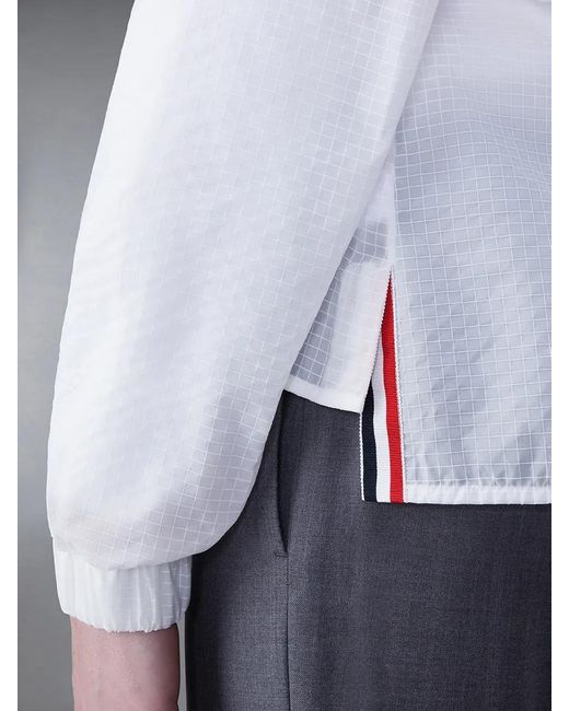 Thom Browne White 4-Bar Stripe Detailed Hooded Jacket