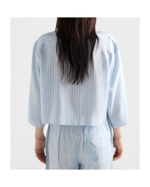 Prada Blue Striped Patch-Pocket Shirt