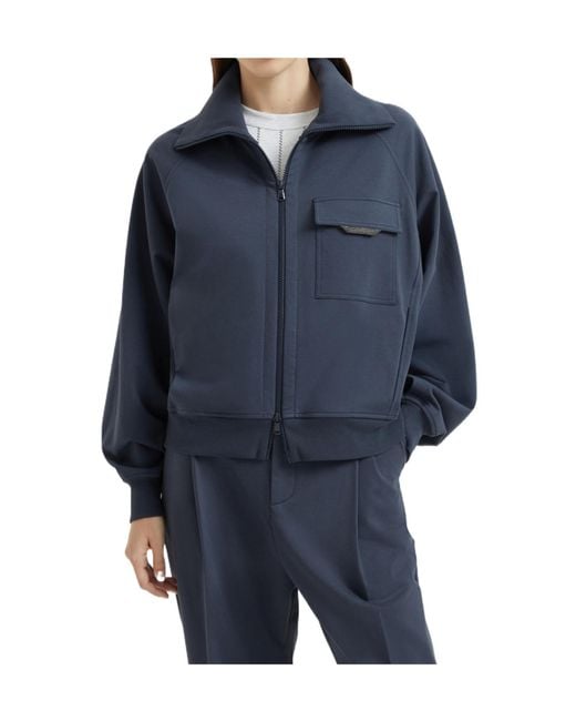 Brunello Cucinelli Blue Monili-Detail Sweatshirt