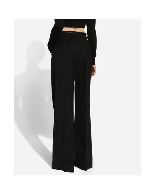 Dolce & Gabbana Black Pressed-Crease Palazzo Pants