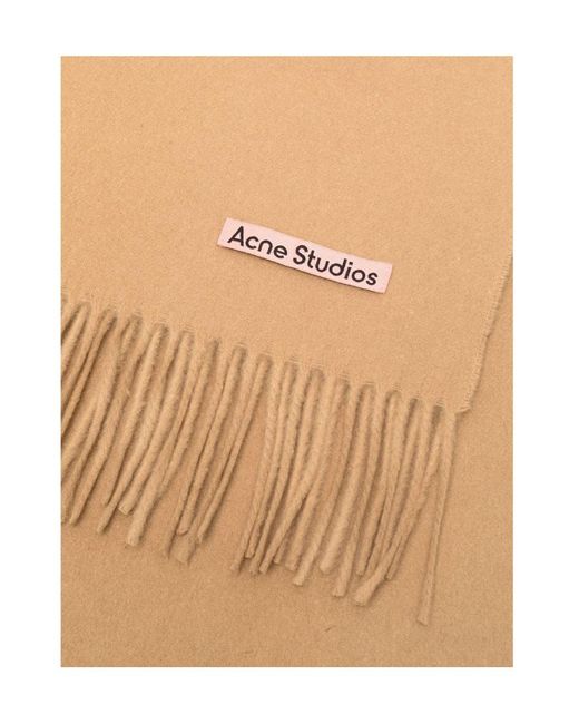 Acne Natural Logo Patch Fringed Scarf