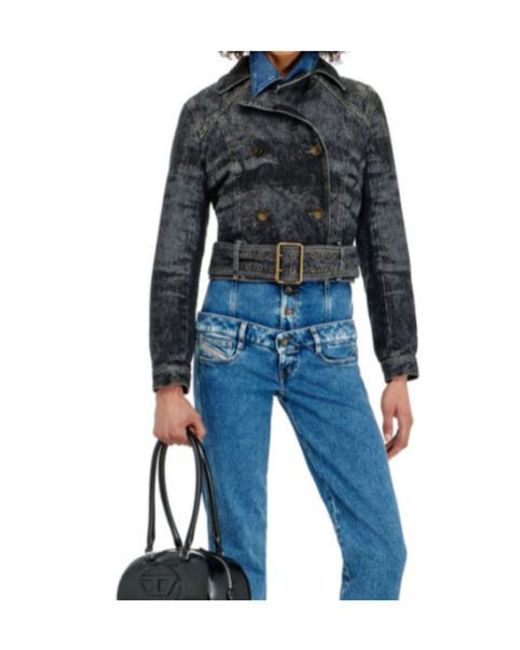 DIESEL Gray De-Legend-S Belted Denim Jacket