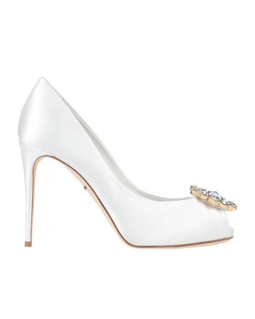 Dolce & Gabbana White Peep-Toe High Heels