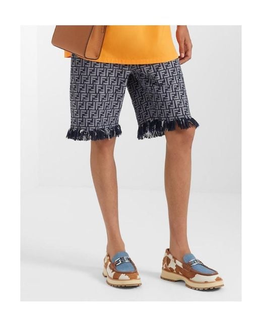 Fendi Blue Bermuda Denim Shorts for men