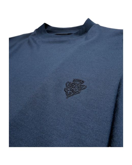 Gucci Blue Crest Embroidered T-Shirt for men
