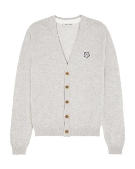 Maison Kitsuné White Maison Kitsuné Bold Fox Head Patch Regular Cardigan for men