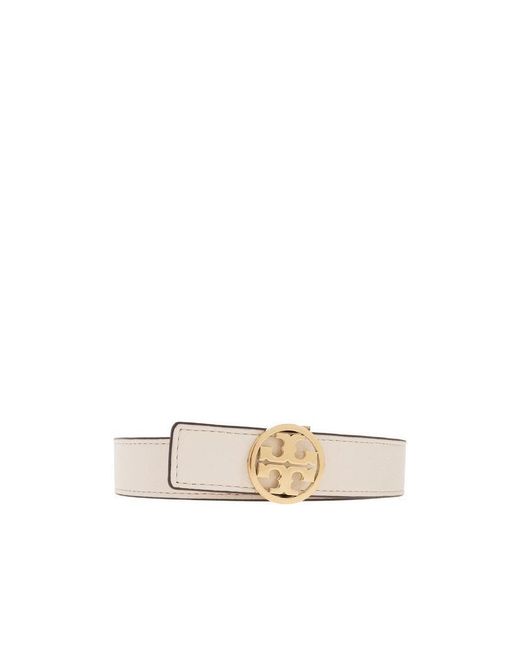 Tory Burch White Reversible Logo-Buckle Leather Belt