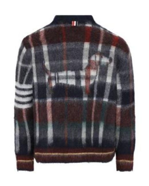 Thom Browne Black Checkered Button-Up Cardigan for men