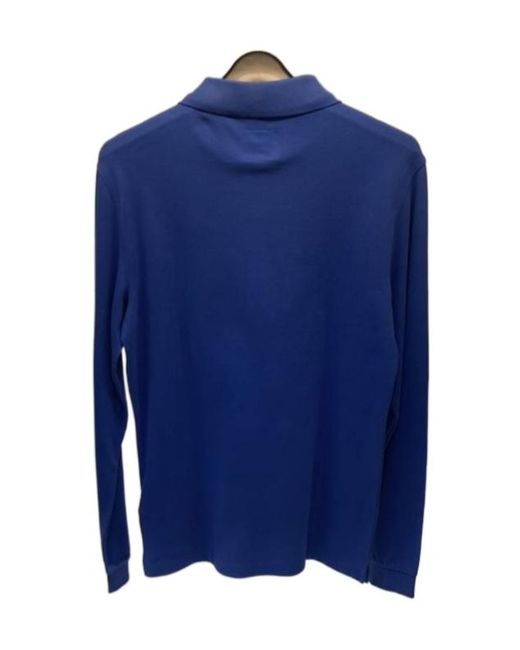 Armani Collezioni Blue Logo Long-Sleeved Polo Shirt for men