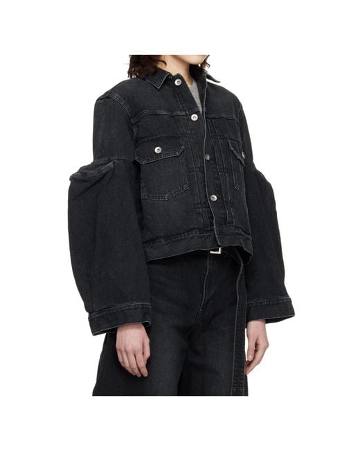 Sacai Black Non-Stretch Denim Jacket