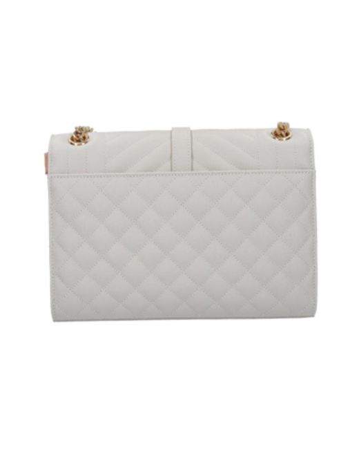 Saint Laurent Gray Matelassé Envelope Medium Shoulder Bag