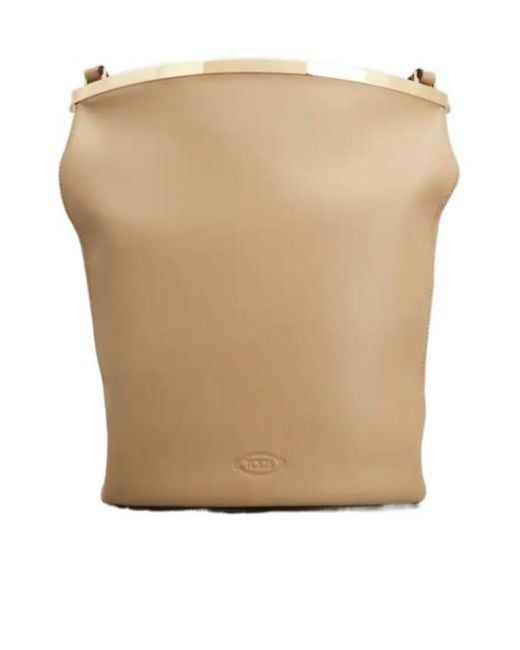 Tod's Natural Logo Embossed Bucket Bag