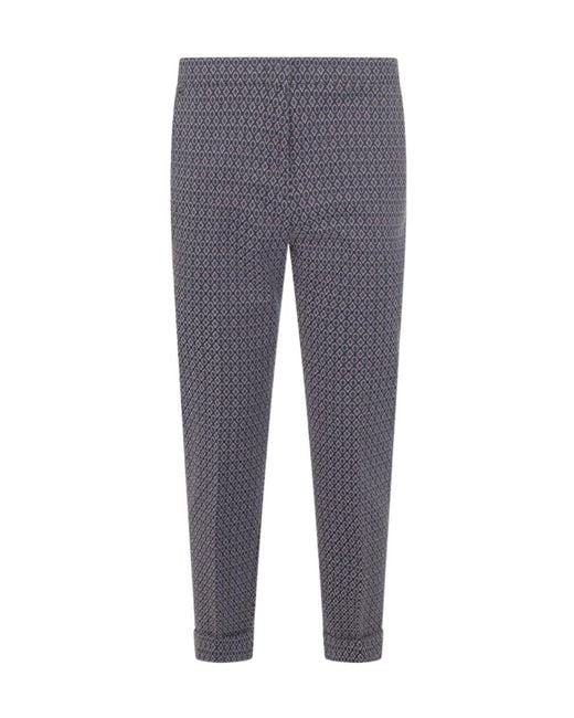 Etro Gray Turn-Up Hem Pleated Trousers