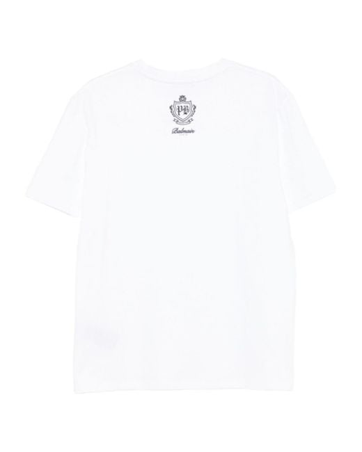 Balmain White Short-Sleeve T-Shirt for men