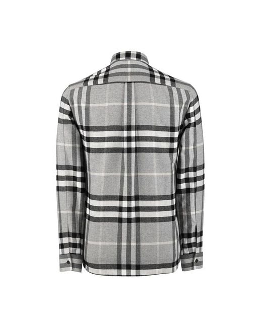 Burberry Gray Plaid Shirt for men
