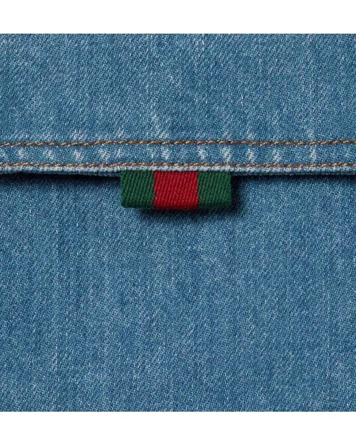 Gucci Blue Collared Long-Sleeve Denim Shirt for men