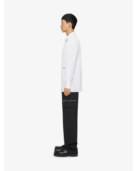 Givenchy White Logo Embroidered Long-Sleeved Shirt for men