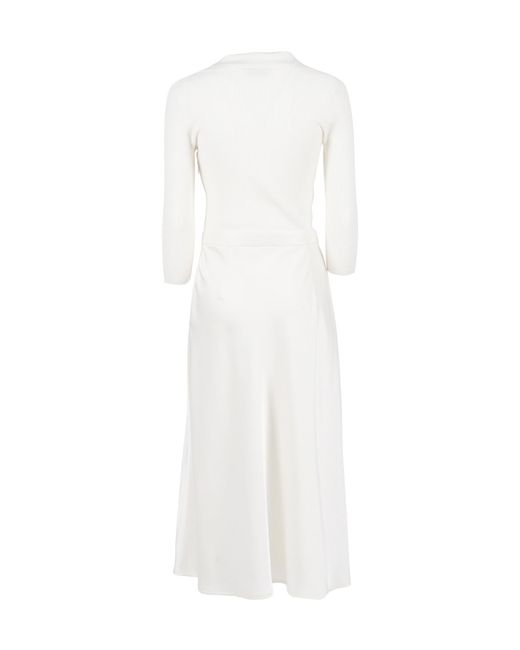 Elisabetta Franchi White V-Neck Slim-Fit Dress