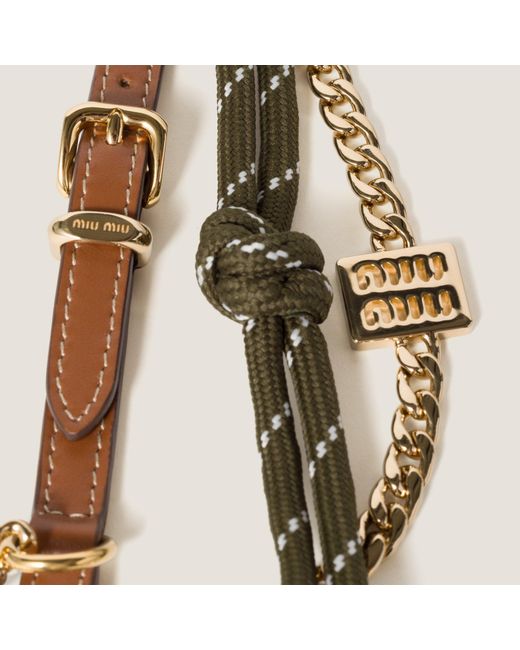 Miu Miu Metallic Logo-Engraved Chain-Linked Keyring