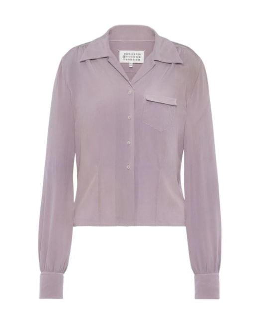Maison Margiela Purple Long-Sleeved Satin Shirt