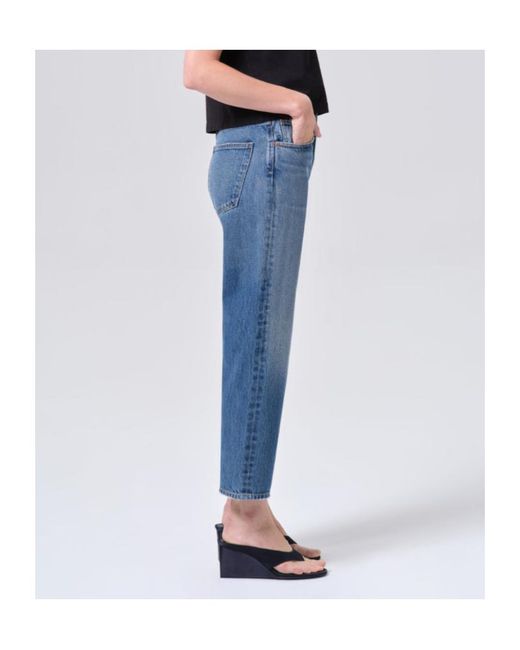 Agolde Blue 90's Crop Mid Rise Straight