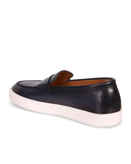 Doucal's Blue Slotted Penny Loafers for men