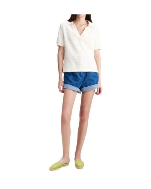 A.P.C. Blue Pleated Cotton Shorts
