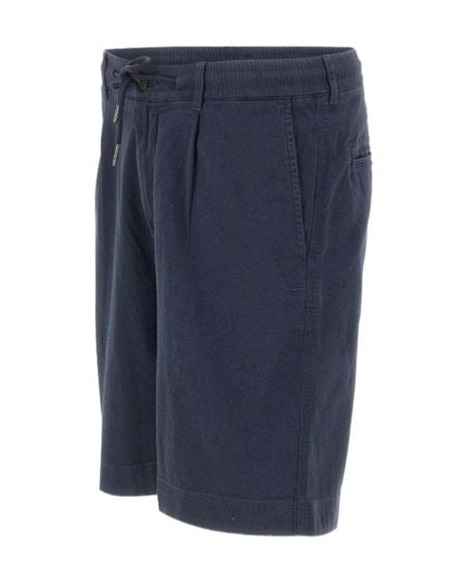 Woolrich Blue Pleated Drawstring Shorts for men
