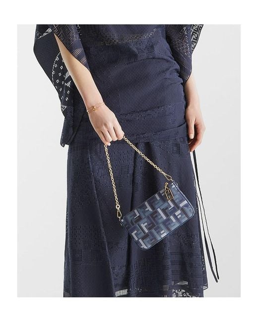 Fendi Blue Baguette Ff Printed Pouch