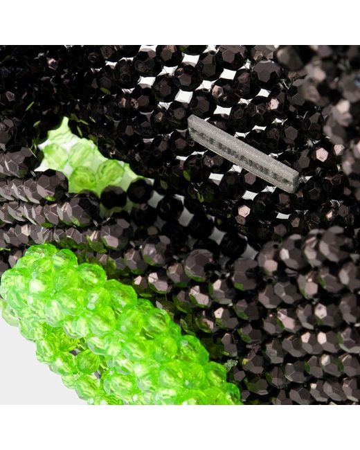 Germanier Green Beaded Clutch Bag