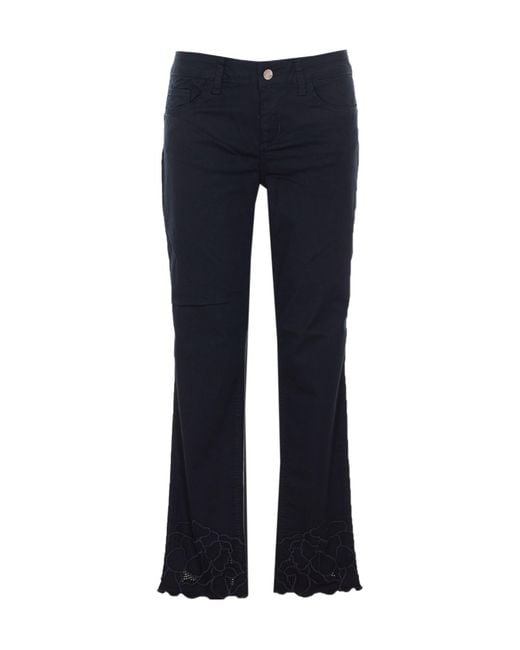 Liu Jo Blue Floral Embroidered Skinny Trousers