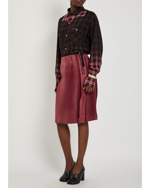Maison Margiela Red Satin Midi Skirt