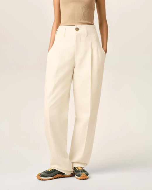 AMI Natural Two-Pleats Cotton And Linen Trousers