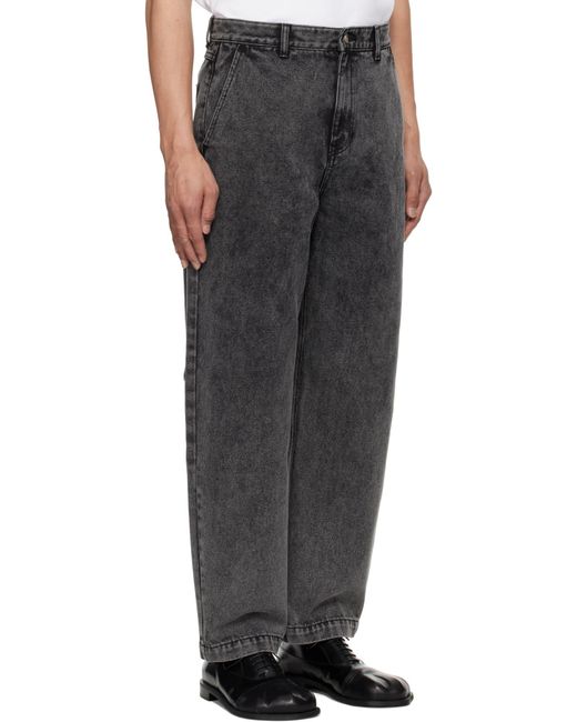 Adererror Gray Denim Trousers With Belt Loops for men