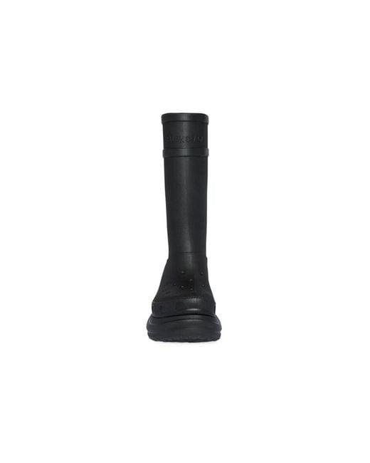 Balenciaga Black X Crocs Logo Debossed Boots