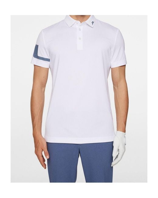 J.Lindeberg White Short-Sleeved Polo Shirt for men