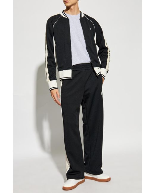 Palm Angels Black Pa Monogram Embroidered Zip-Up Sweatshirt for men